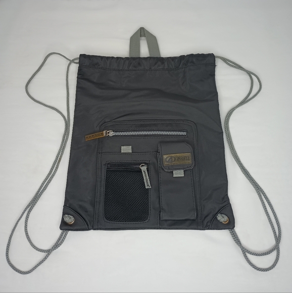 Access Multi Compartment Vinyl Sackpack Travel Business School Backpack Black - Picture 1 of 14